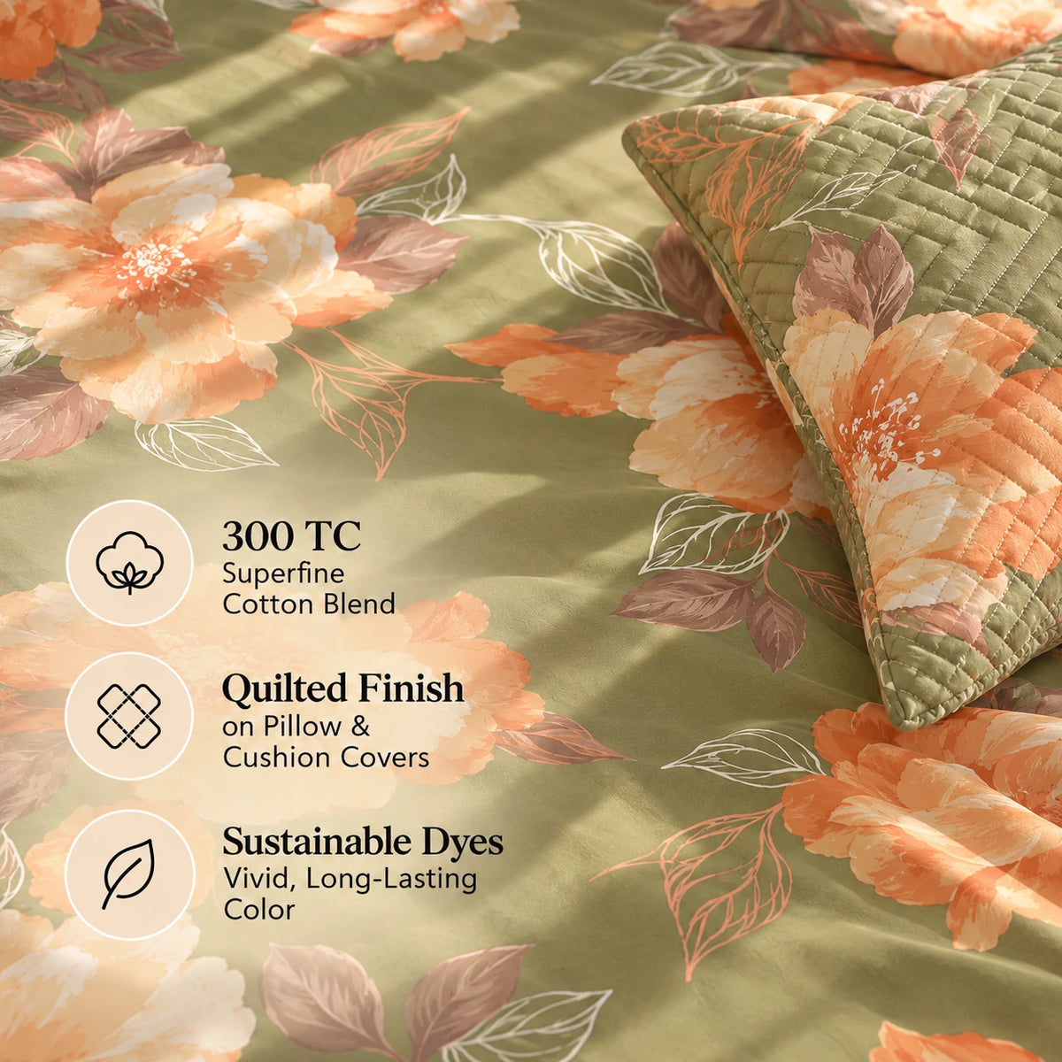 Olivia - 5 Pieces - Quilted Bedding Set (90 x 90 inches)