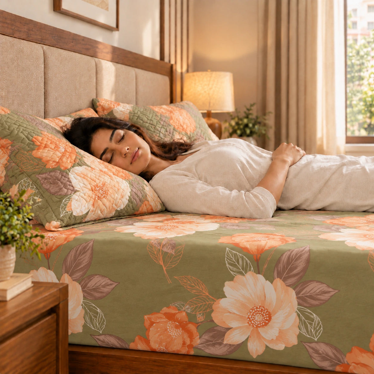 Olivia - 5 Pieces - Quilted Bedding Set (90 x 90 inches)