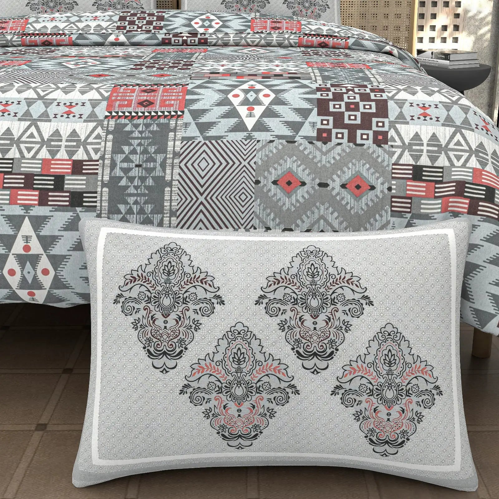 Panorama Grey - King - 100% Pure Cotton Bedsheet (108×108 inches)