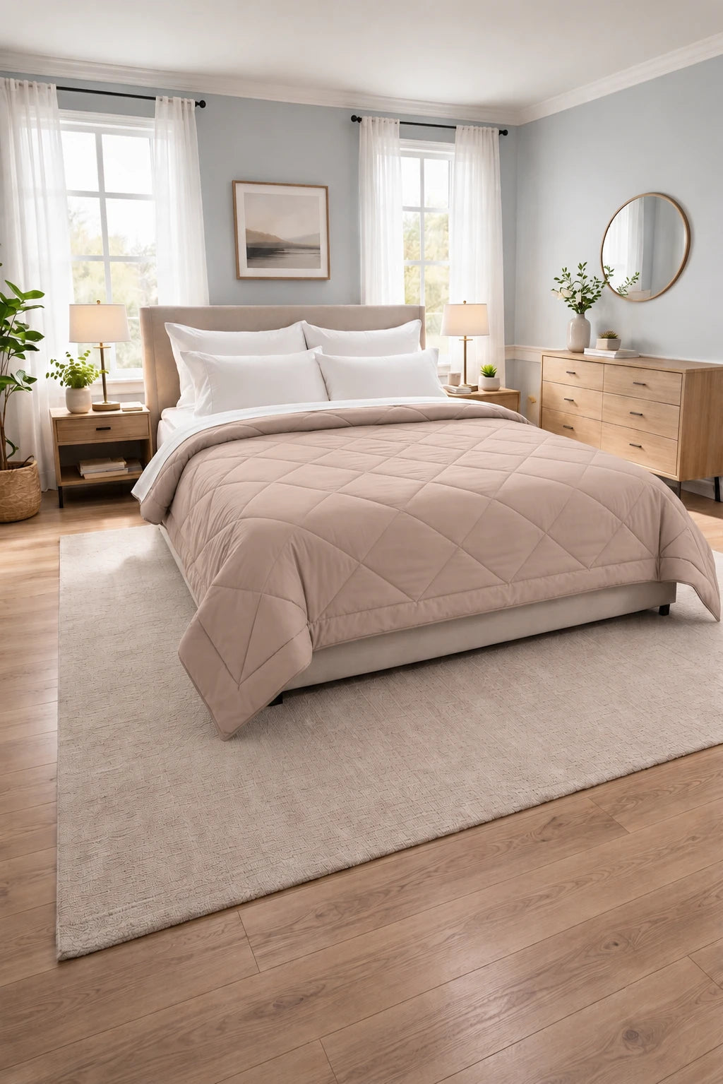 Reversible Double Bed Comforter - Peach & Ivory (Prism)