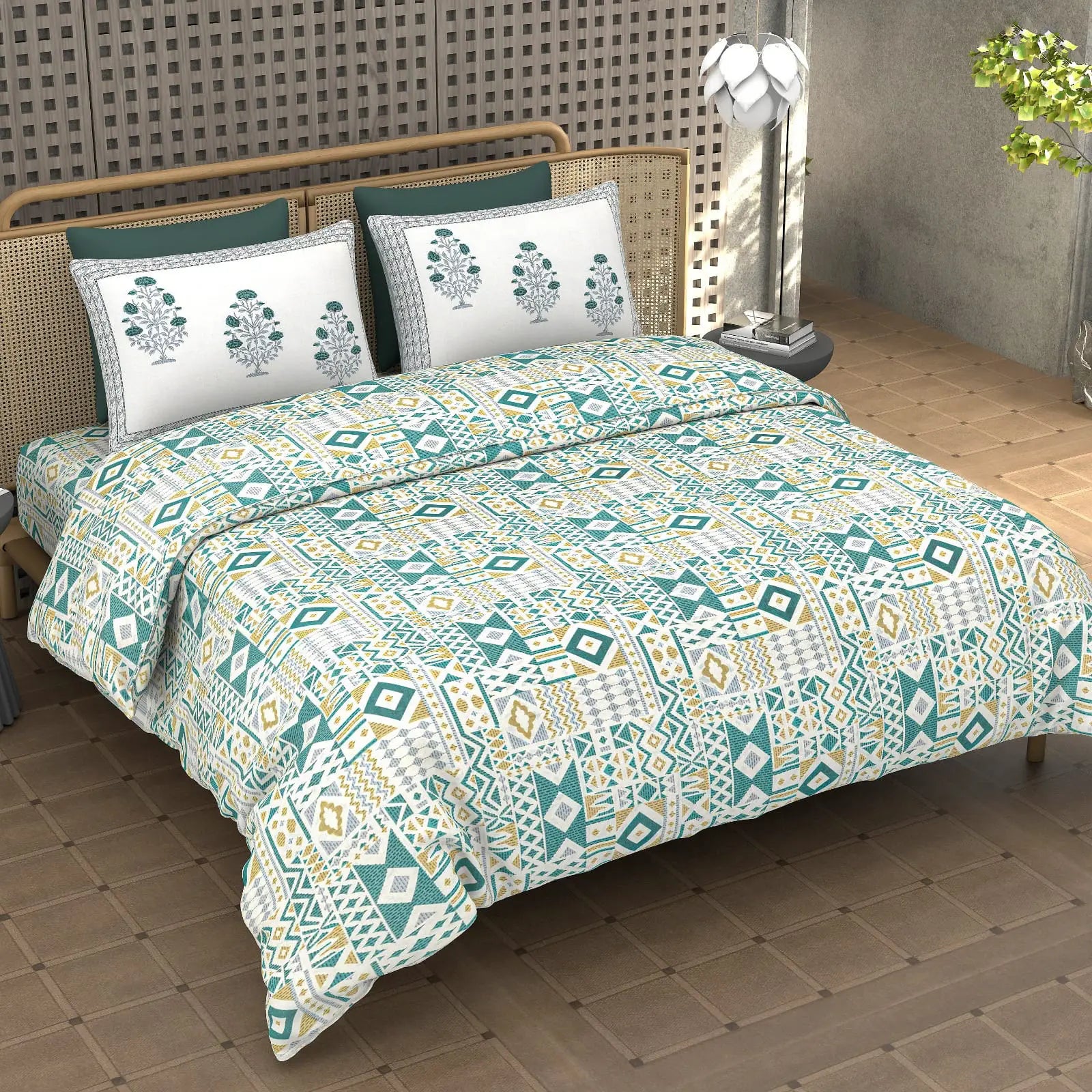 Persia Emerald - King - 100% Pure Cotton Bedsheet (108×108 inches)
