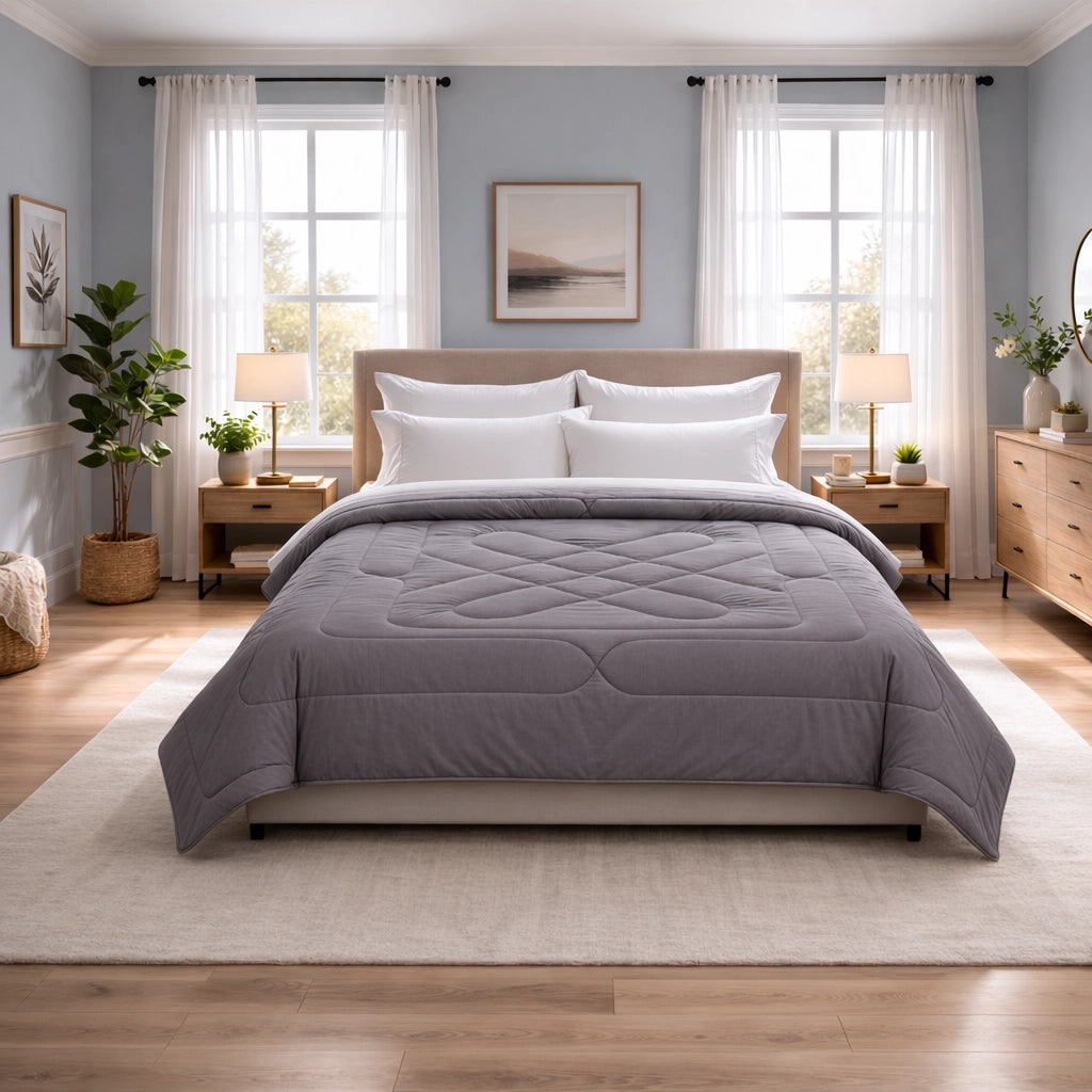 Reversible Double Bed Comforter - Petal & Parchment (Diamond)