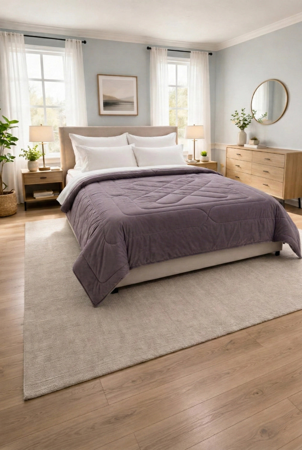 Reversible Double Bed Comforter - Petal & Parchment (Diamond)