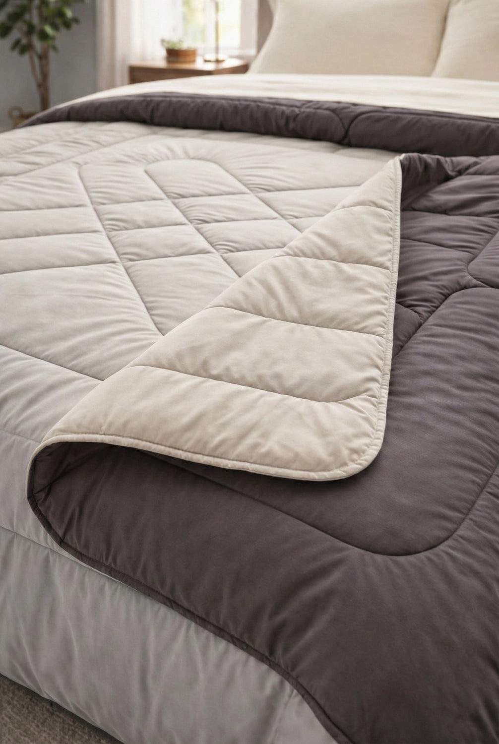 Reversible Double Bed Comforter - Petal & Parchment (Diamond)