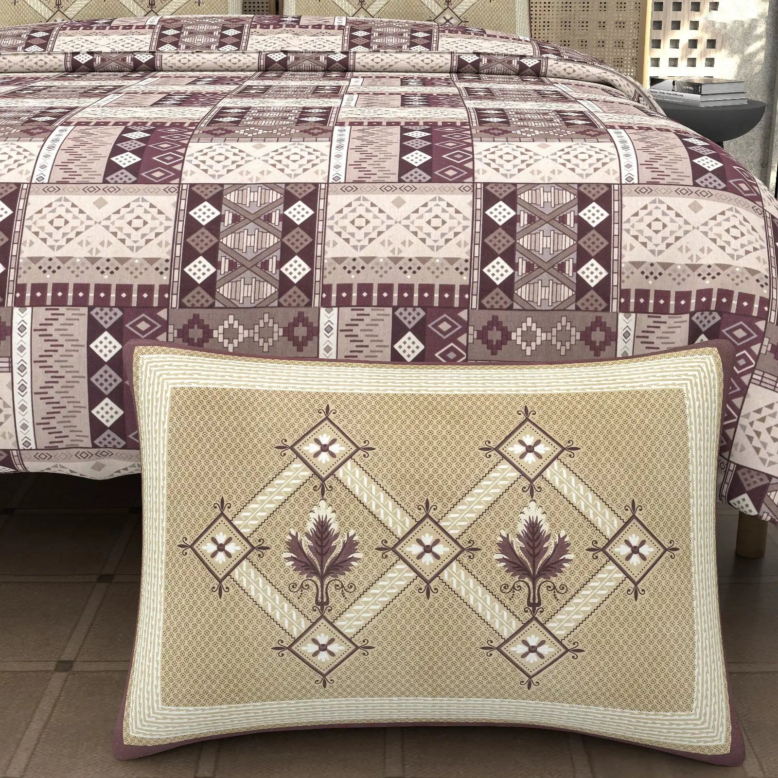 Princeton Fuscia - King - 100% Pure Cotton Bedsheet (108×108 inches)