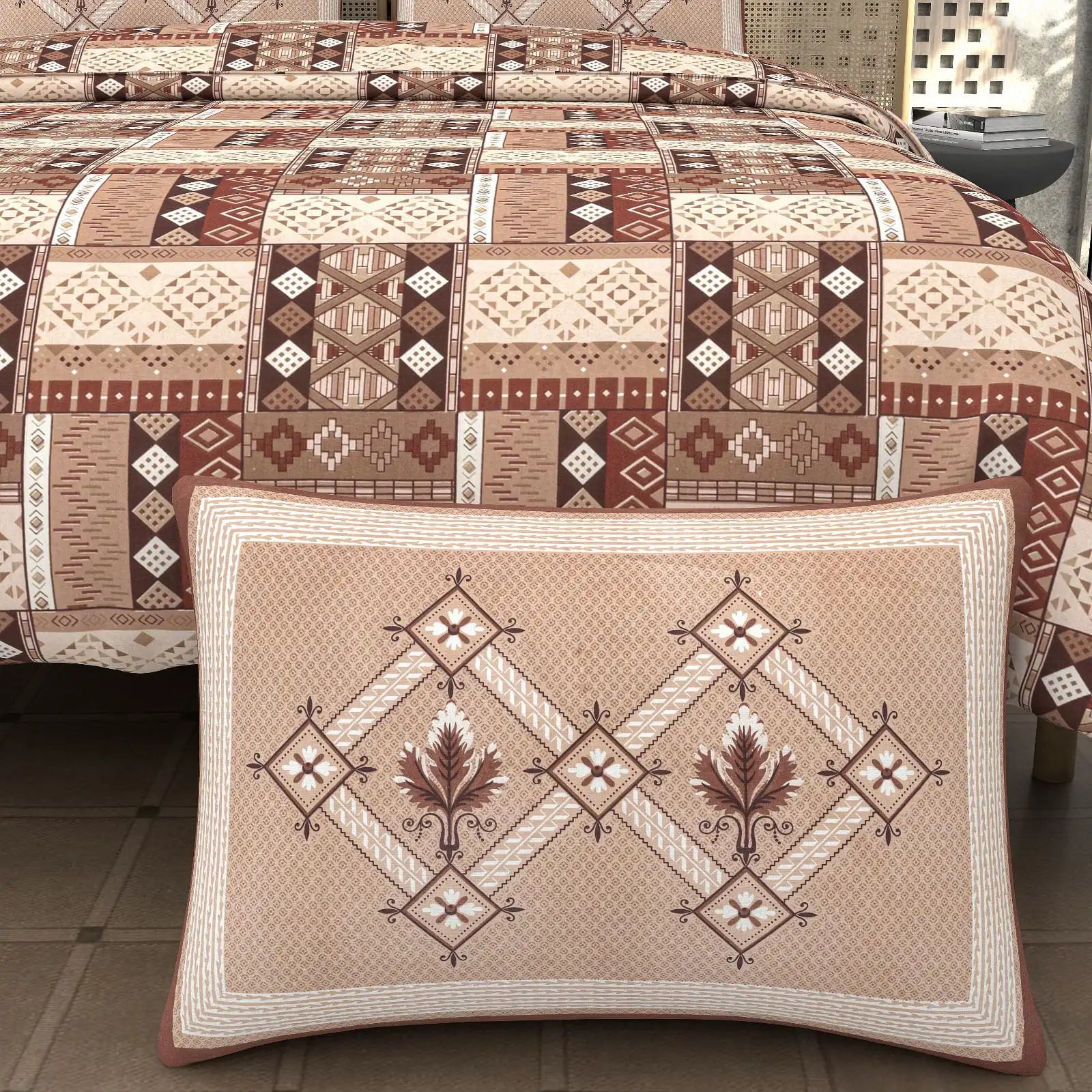Princeton Mocha - King - 100% Pure Cotton Bedsheet (108×108 inches)