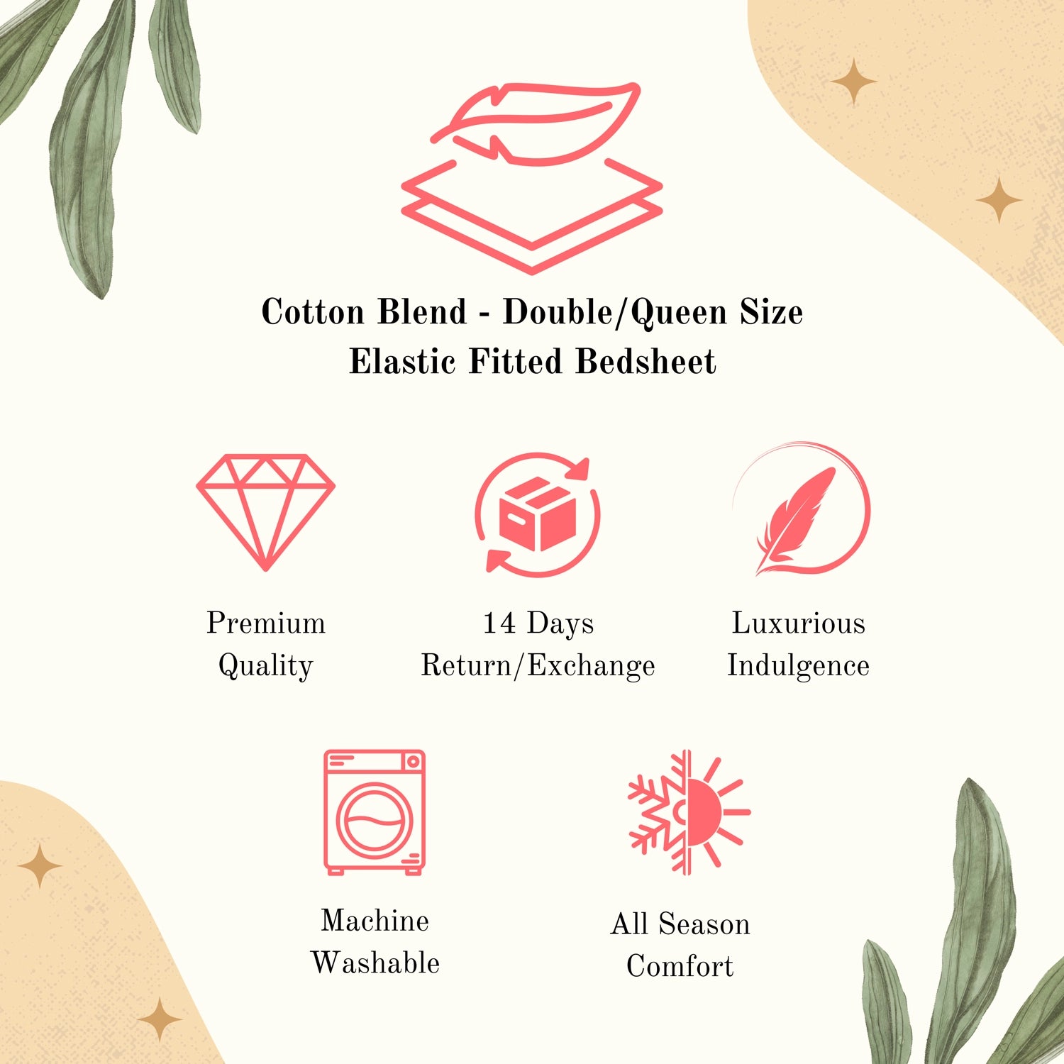 Blush Bloom - Queen/Double - Fitted Bedsheet (76×72 inches)