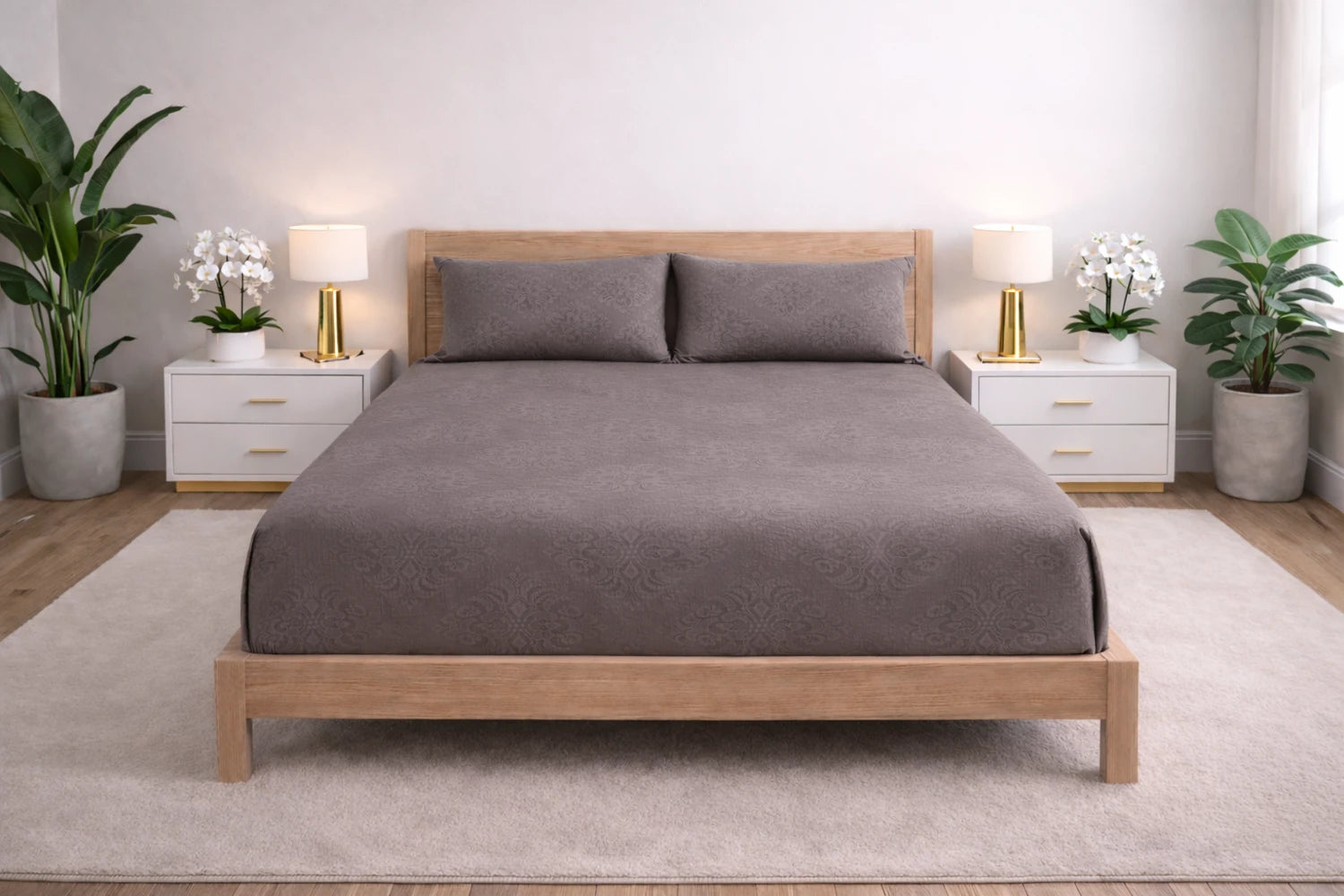 Regalia Blush - Embossed Flat King Size Bedsheet (108×108 inches)