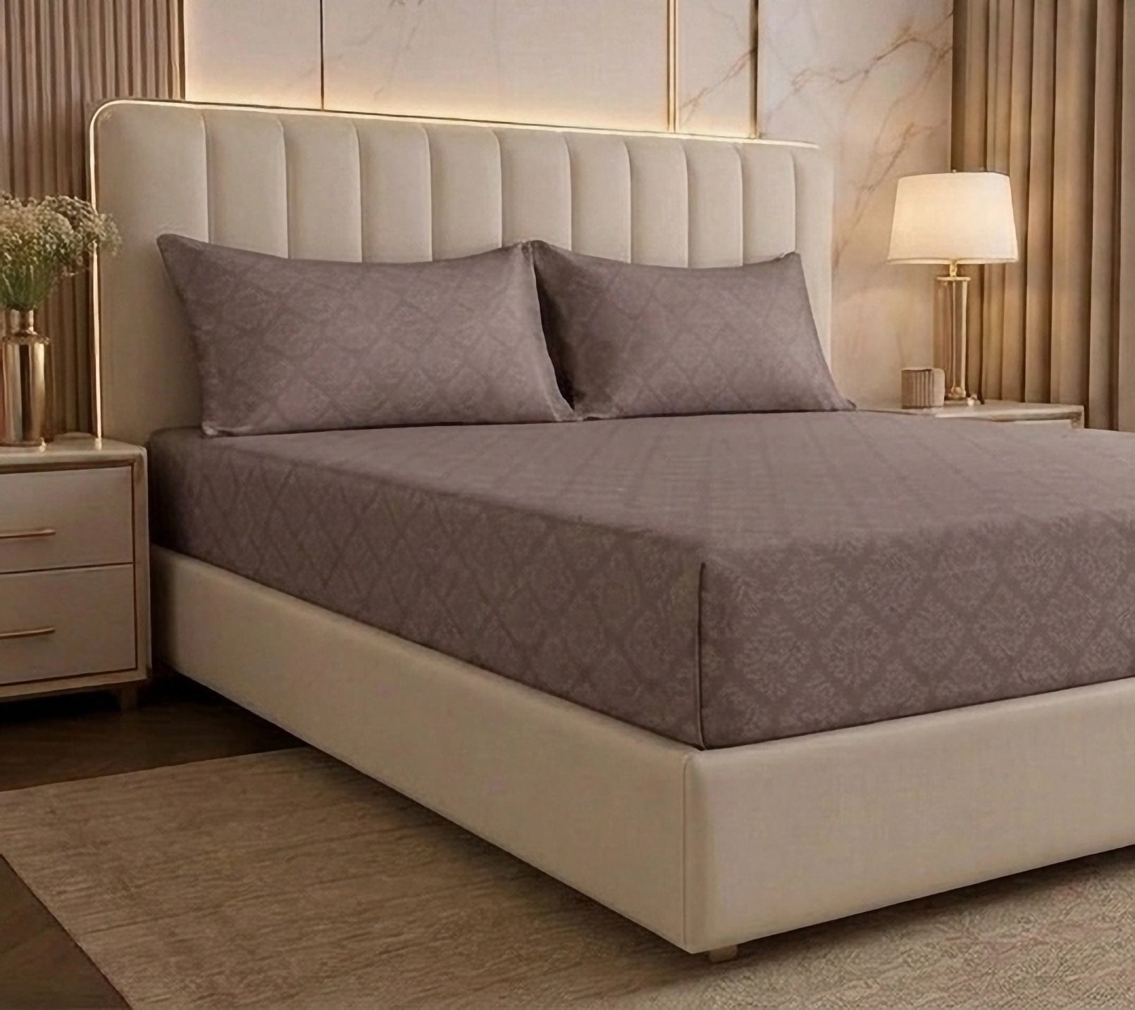 Regalia Blush - Embossed - King Fitted Bedsheet (78×72 inches)