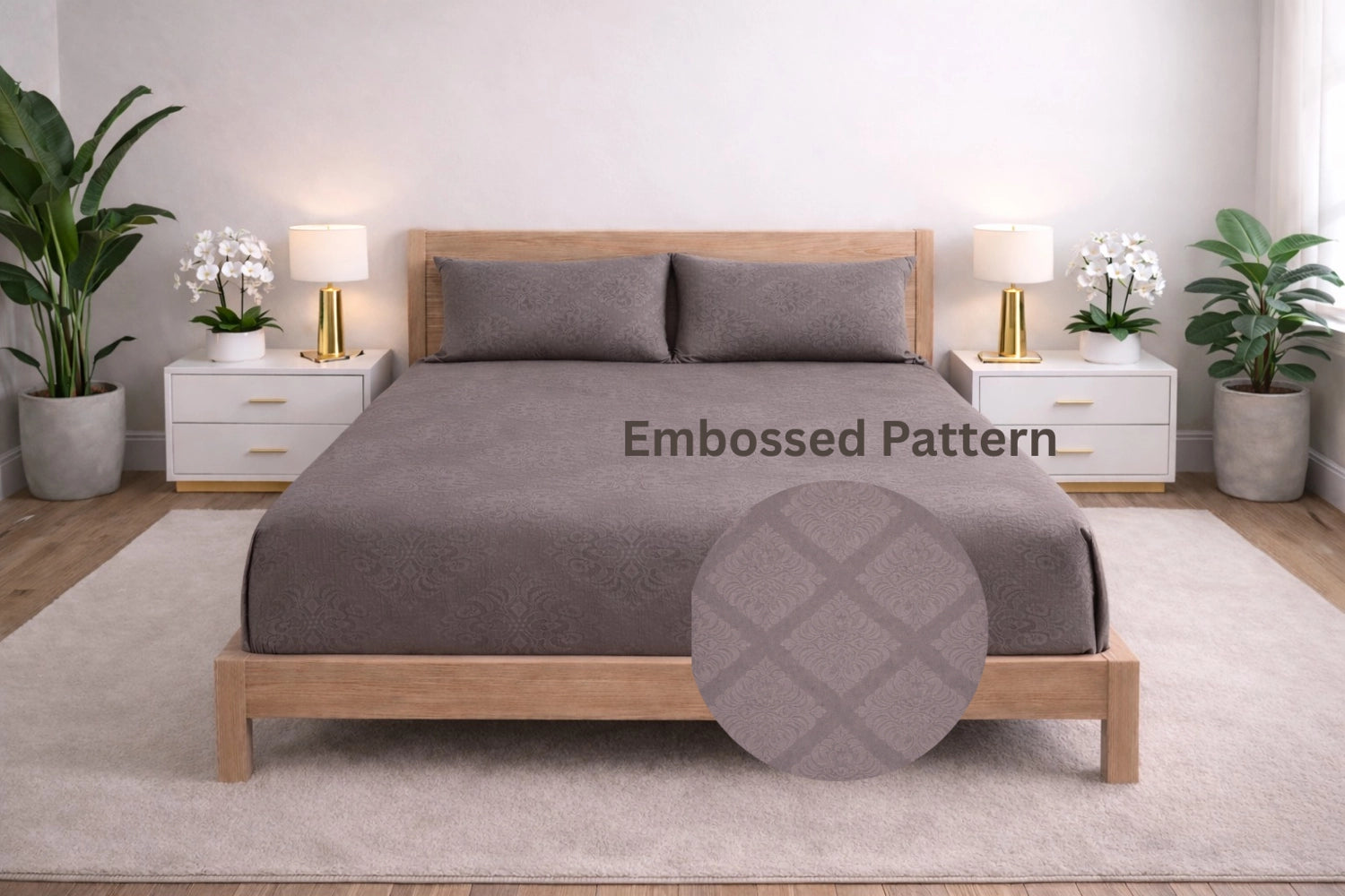 Regalia Blush - Embossed Flat King Size Bedsheet (108×108 inches)