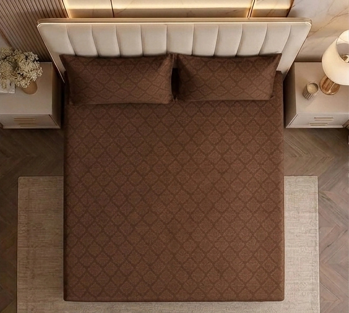 Regalia Coffee - Embossed - King Fitted Bedsheet (78×72 inches)