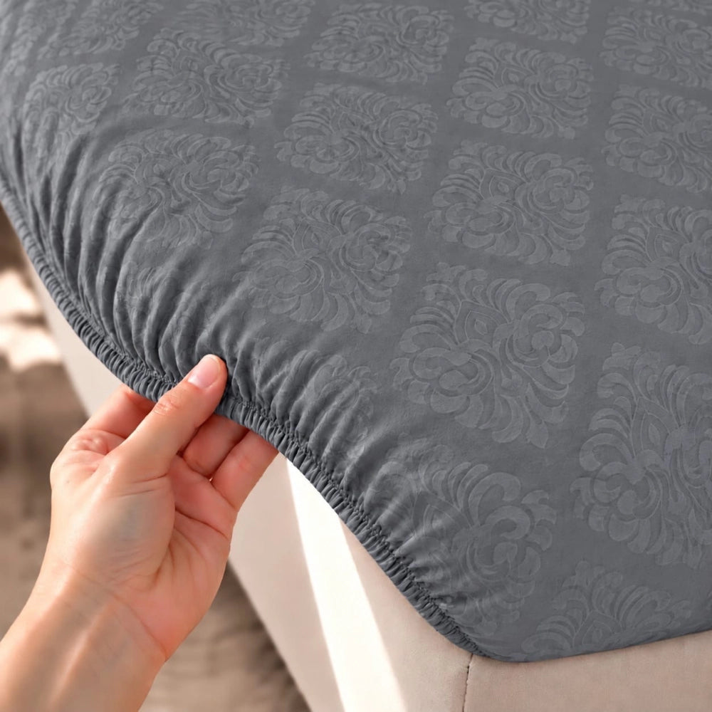 Regalia Grey - Embossed - King Fitted Bedsheet (78×72 inches)