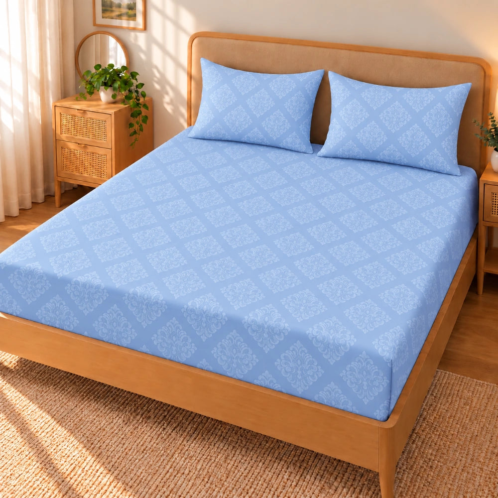 Regalia Ice - Embossed - King Fitted Bedsheet (78×72 inches)