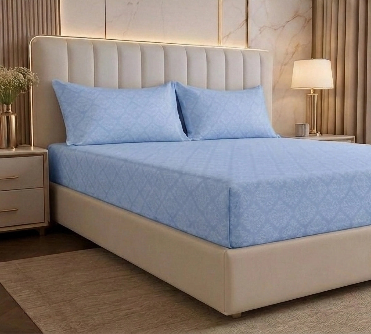 Regalia Ice - Embossed - King Fitted Bedsheet (78×72 inches)
