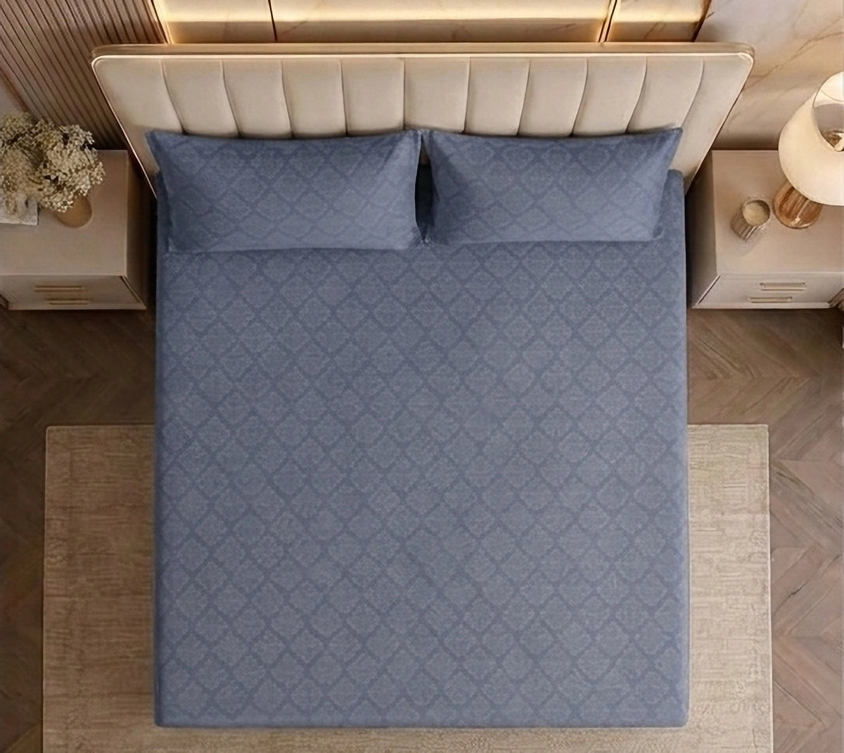 Regalia Indigo - Embossed - King Fitted Bedsheet (78×72 inches)