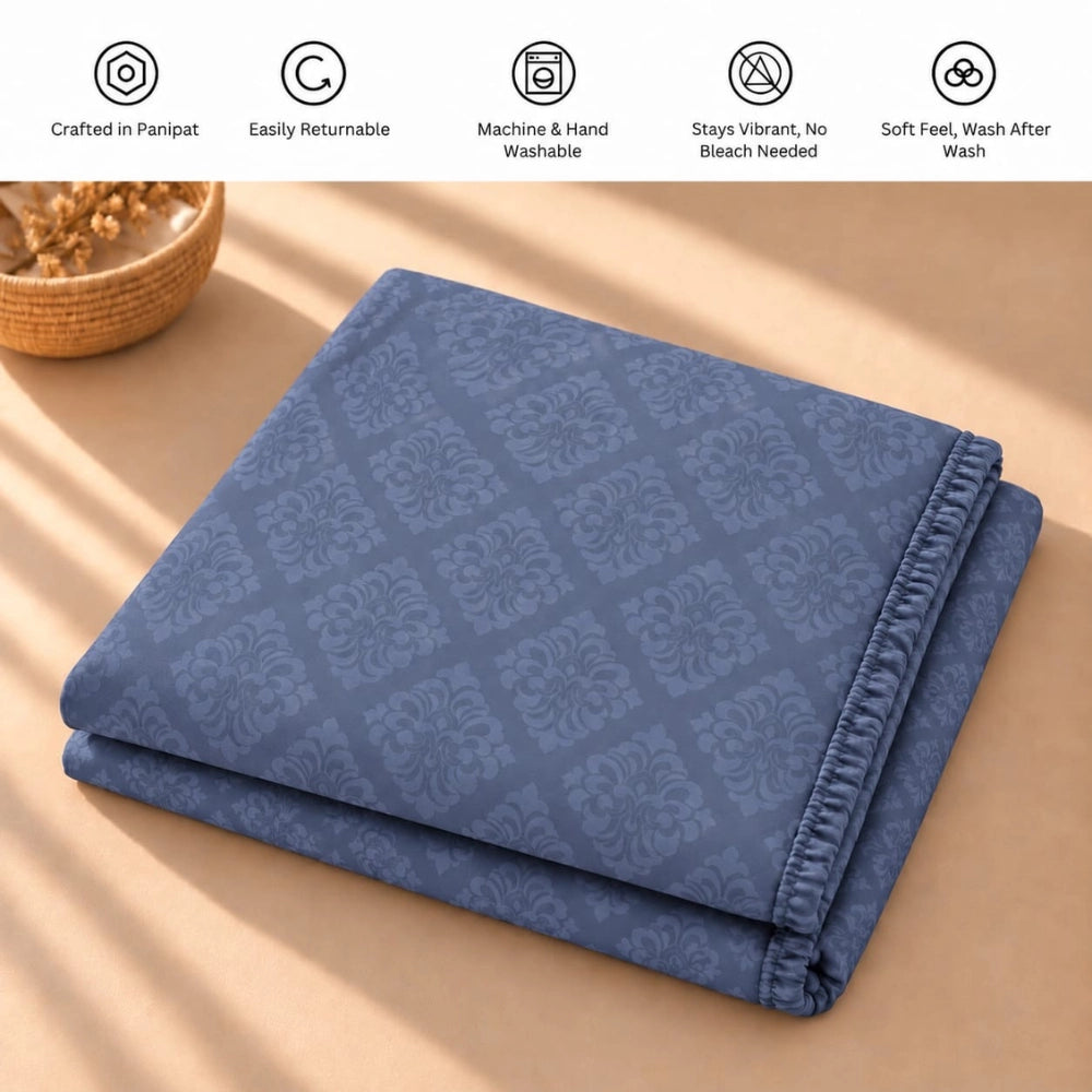 Regalia Indigo - Embossed - King Fitted Bedsheet (78×72 inches)