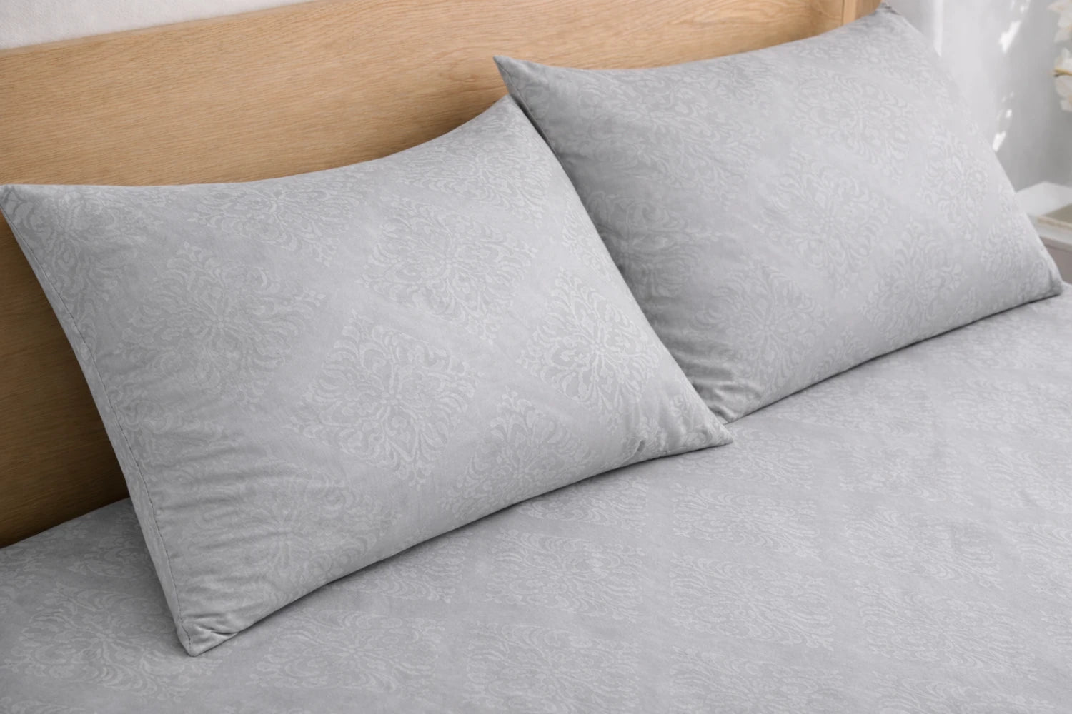 Regalia Natural Grey - Embossed Flat King Size Bedsheet (108×108 inches)