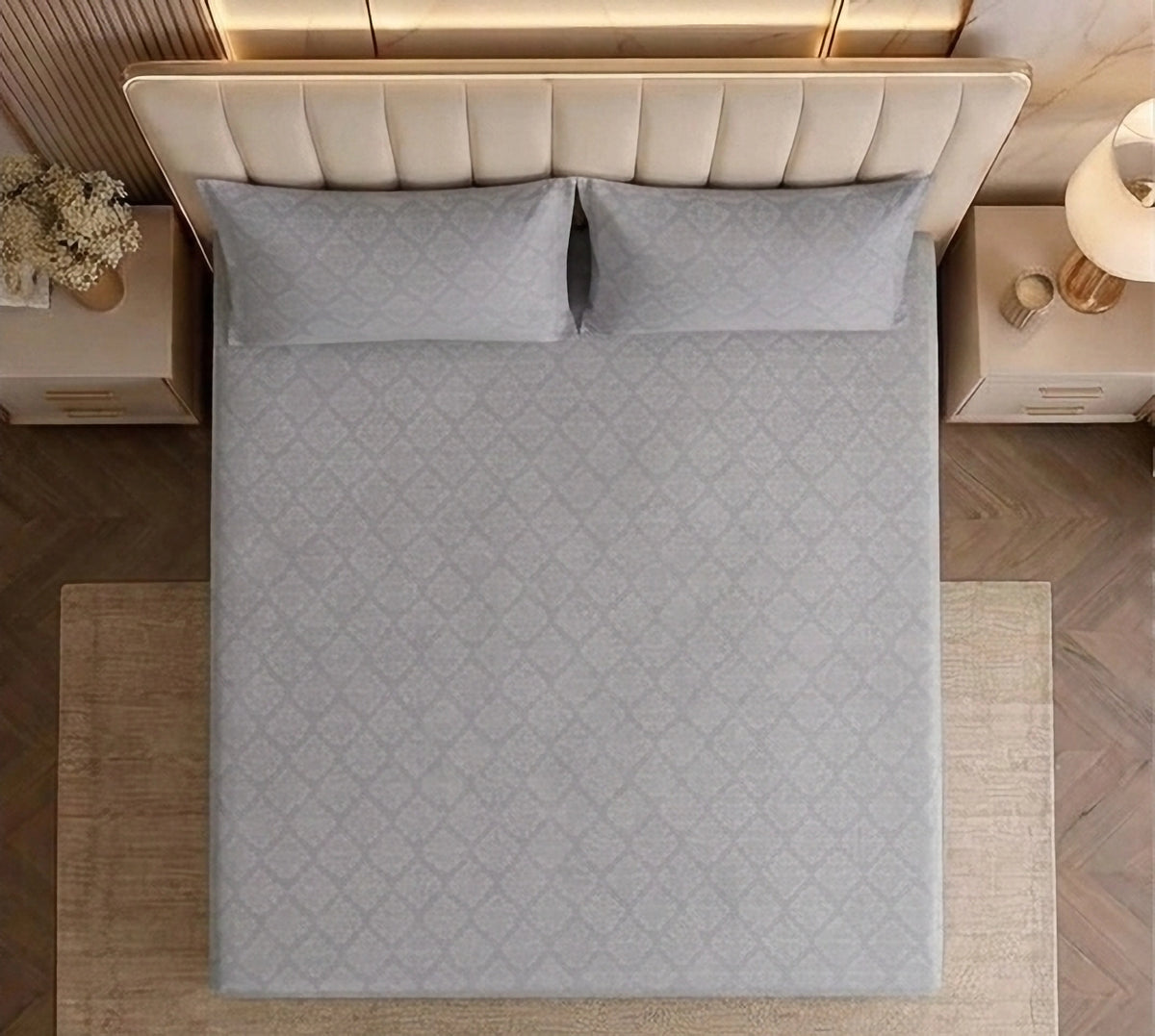 Regalia Natural Grey - Embossed - King Fitted Bedsheet (78×72 inches)