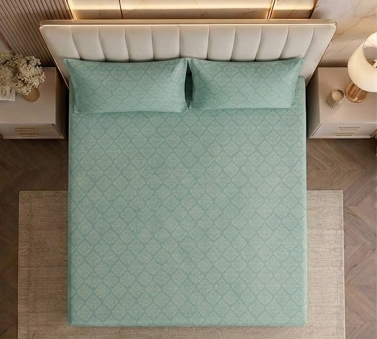 Regalia Sage - Embossed - King Fitted Bedsheet (78×72 inches)