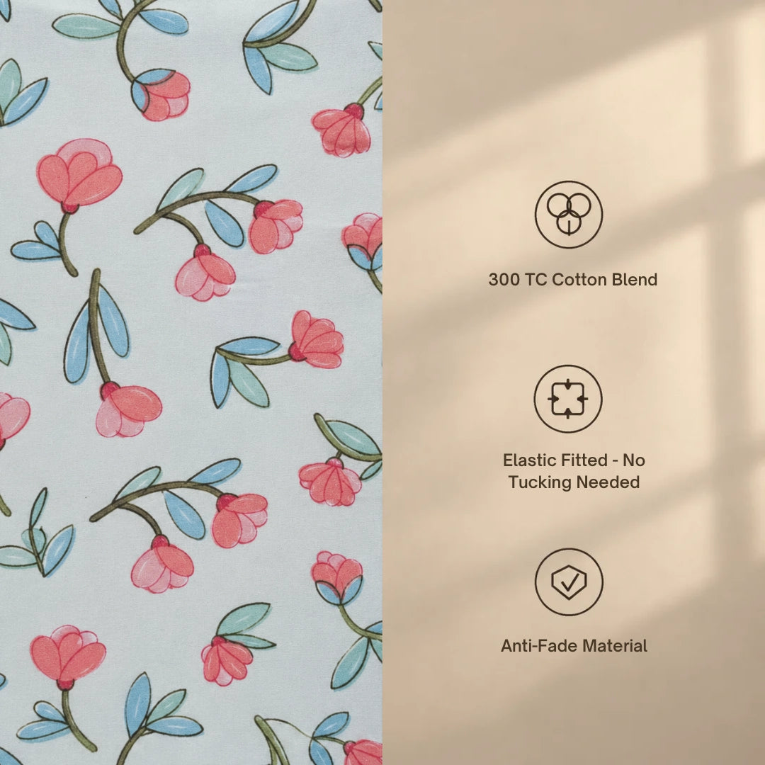 Rosebud - Panel - King Fitted Bedsheet (78×72 inches)