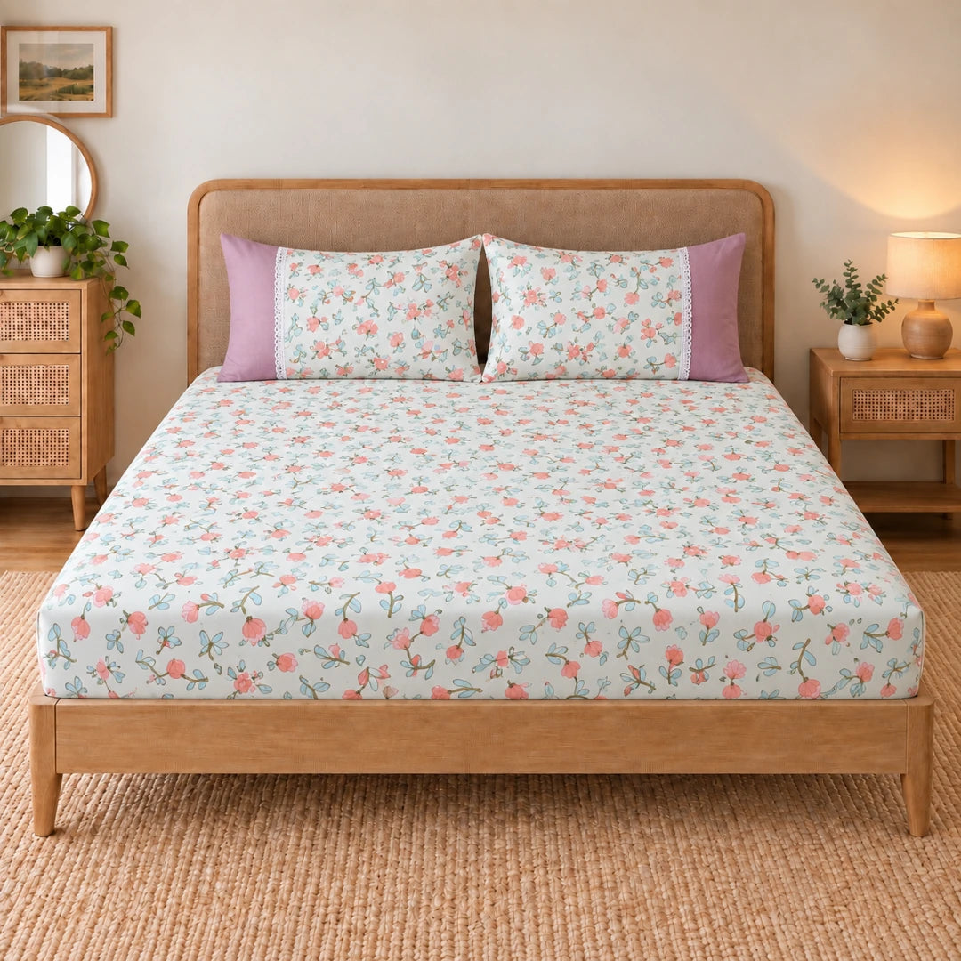 Rosebud - Panel - King Fitted Bedsheet (78×72 inches)
