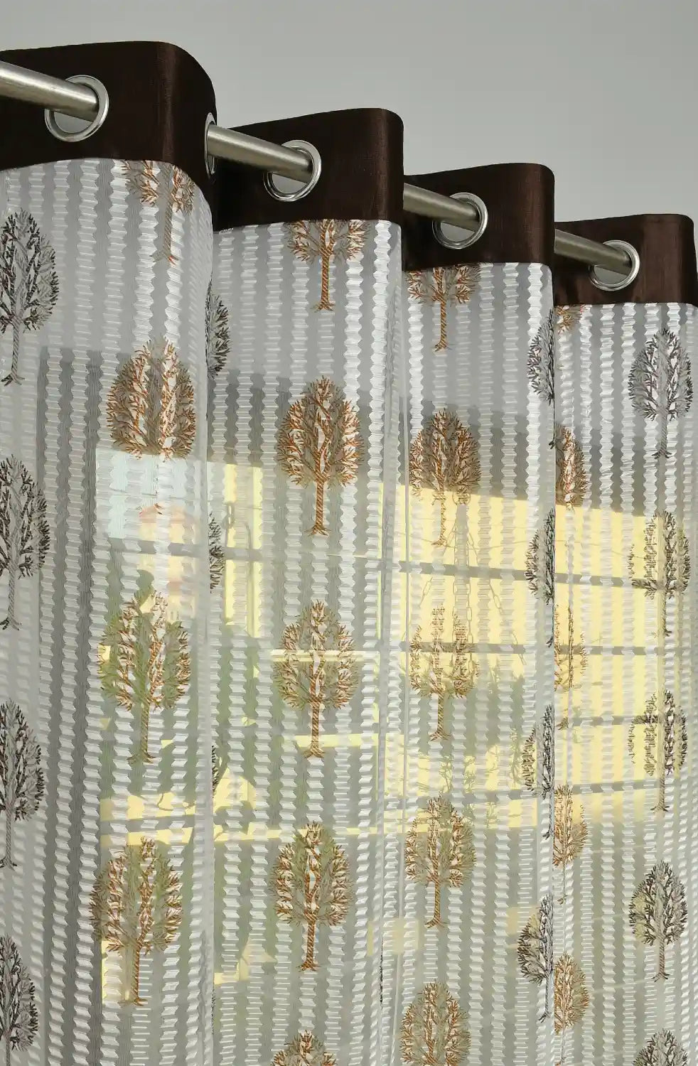 Sheer Polyester Curtains - Brown (Set of 2)