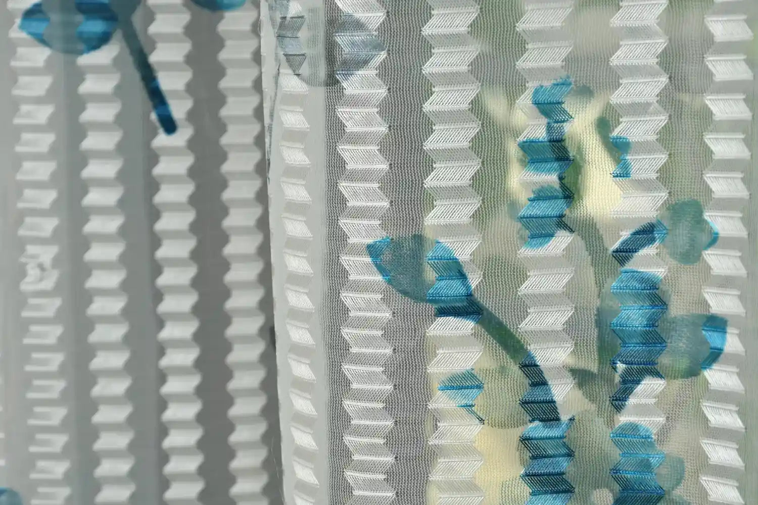 Sheer Polyester Curtains - Cyan (Set of 2)