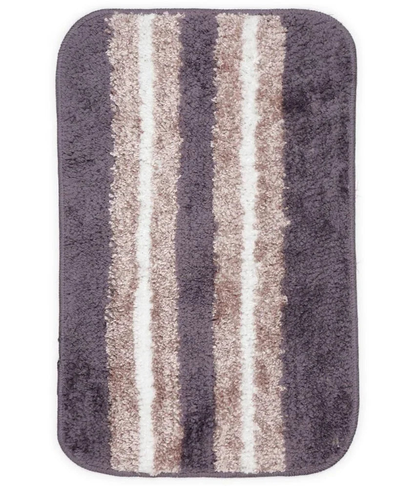 Solid & Striped Combo - Grey Microfibre Doormat (Pack of 2)