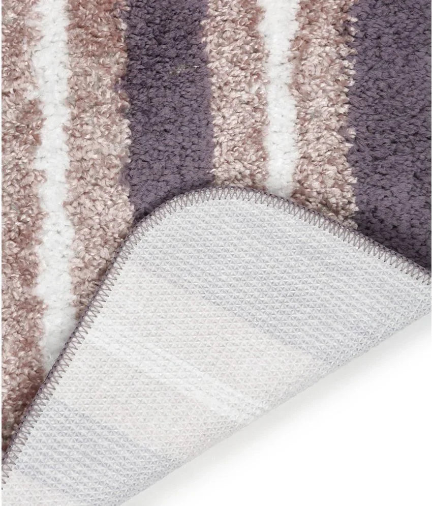 Solid & Striped Combo - Grey Microfibre Doormat (Pack of 2)