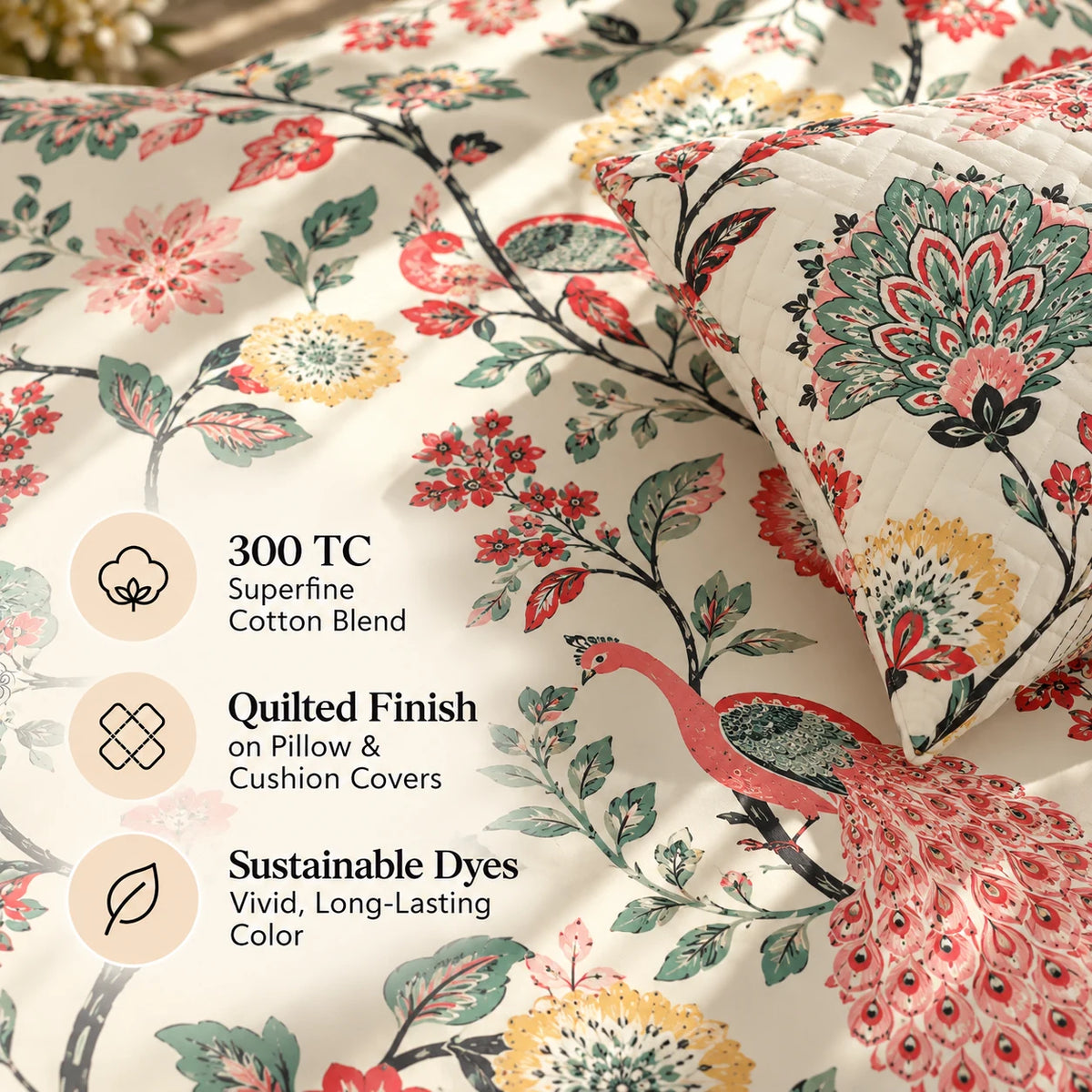 Tropicana - 5 Pieces - Quilted Bedding Set (90 x 90 inches)