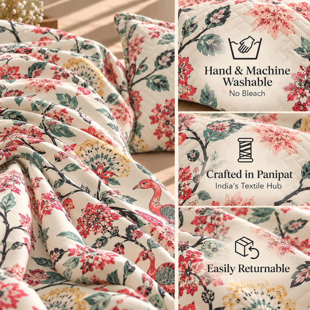 Tropicana - 5 Pieces - Quilted Bedding Set (90 x 90 inches)