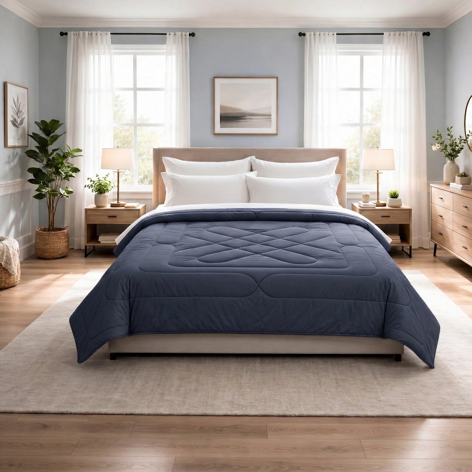 Reversible Double Bed Comforter - Twilight & Sage (Diamond)