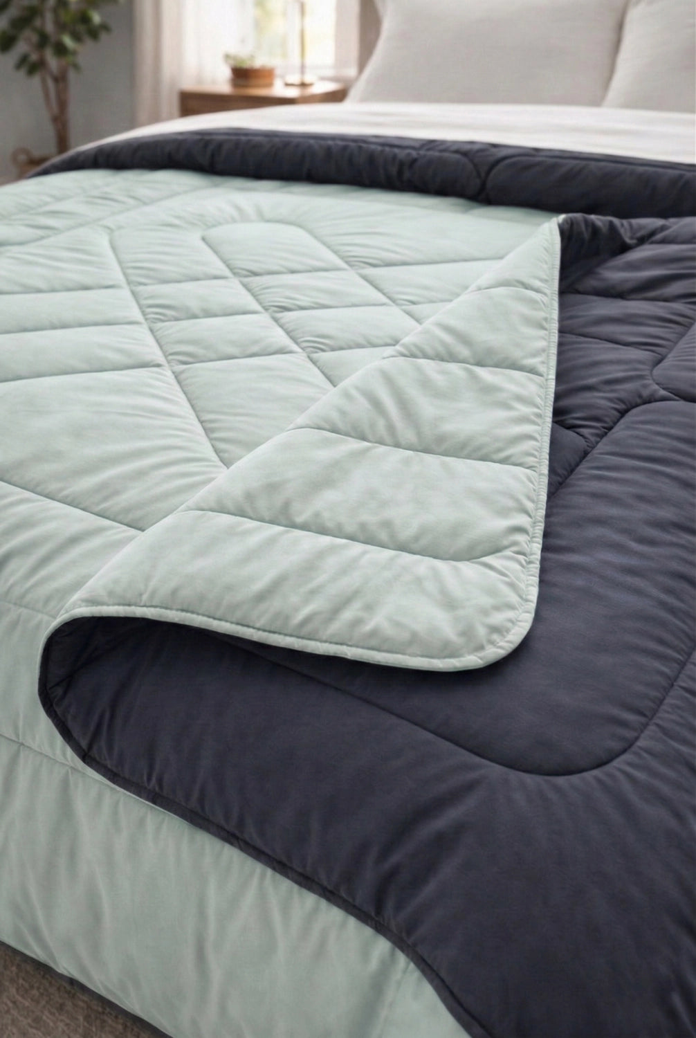 Reversible Double Bed Comforter - Twilight & Sage (Diamond)