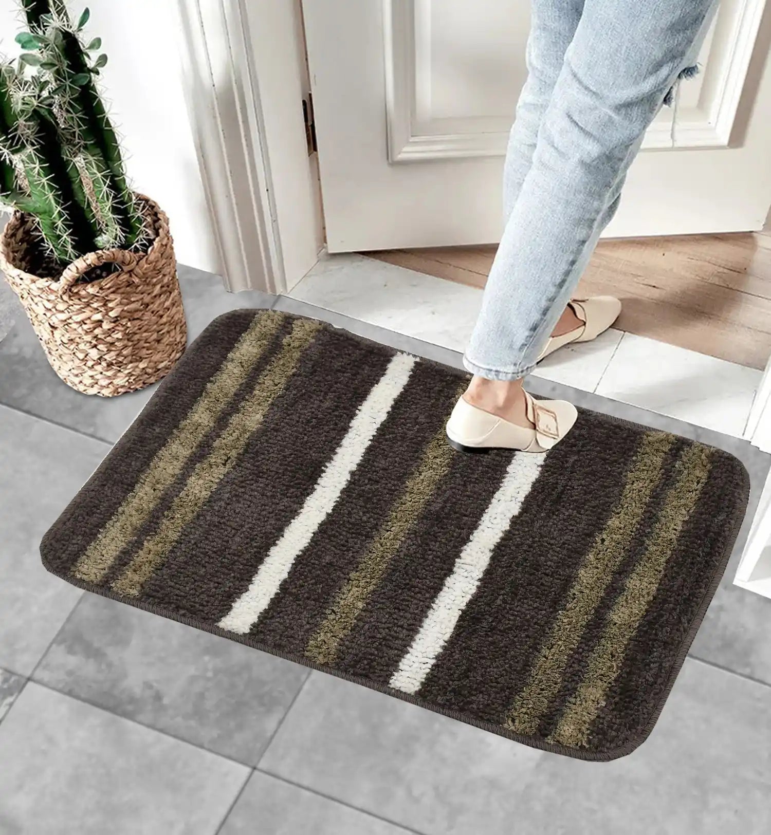 Venice - English Walnut Microfibre Doormat (Pack of 2)