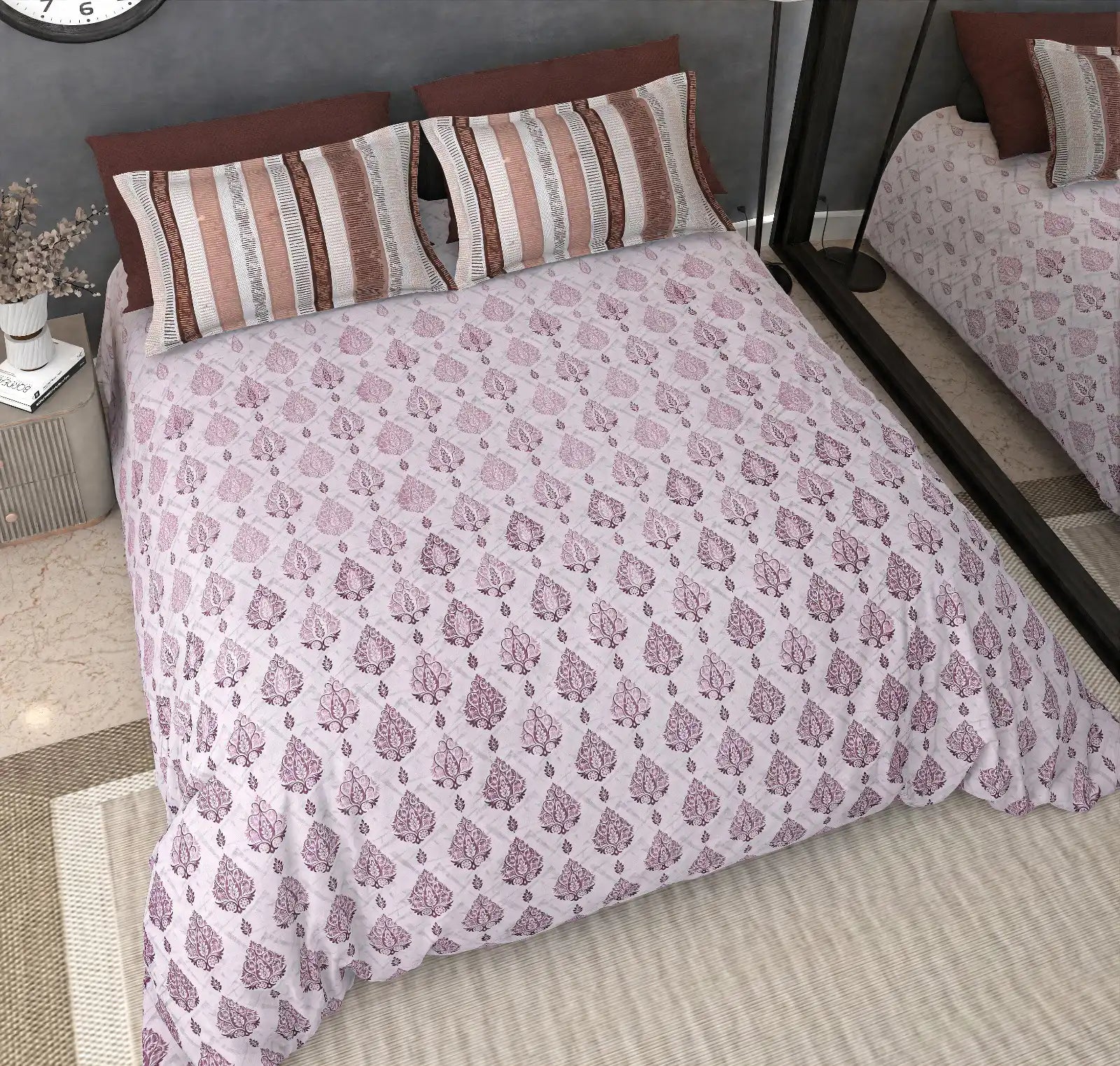Vista Crimson - King - 100% Pure Cotton Bedsheet (108×108 inches)