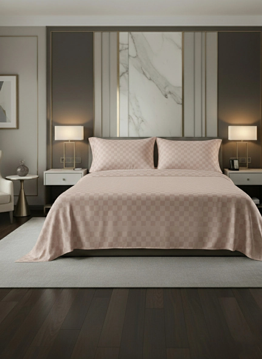 AVA - Blush - Pure Cotton Jacquard King Bedsheet (108×108 inches)