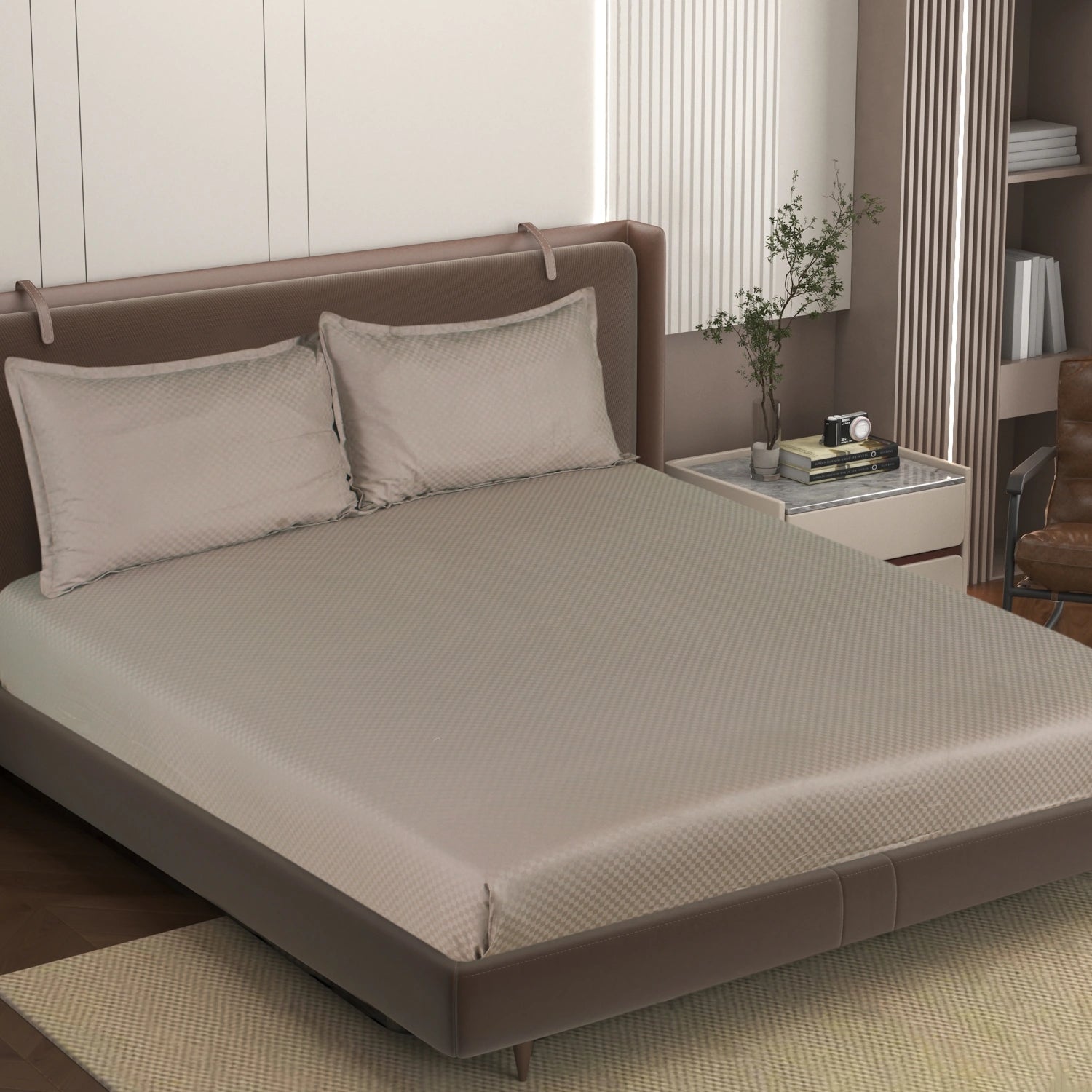 AVA - Blush - Pure Cotton Jacquard King Bedsheet (108×108 inches)