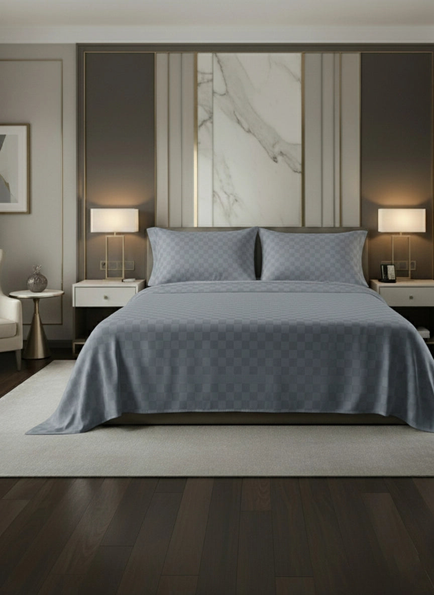 AVA - Dove Grey - Pure Cotton Jacquard King Bedsheet (108×108 inches)