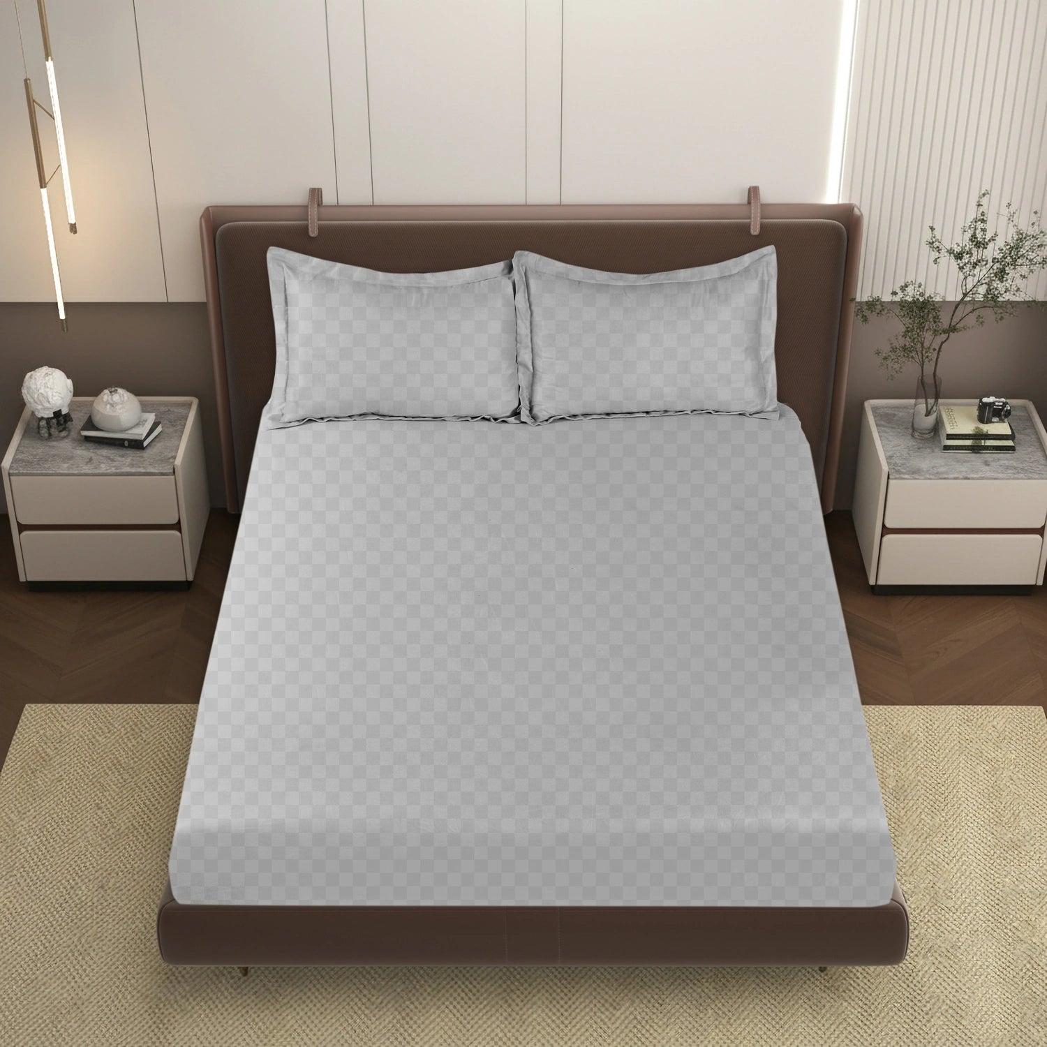 AVA - Natural Grey - Pure Cotton Jacquard King Bedsheet (108×108 inches)
