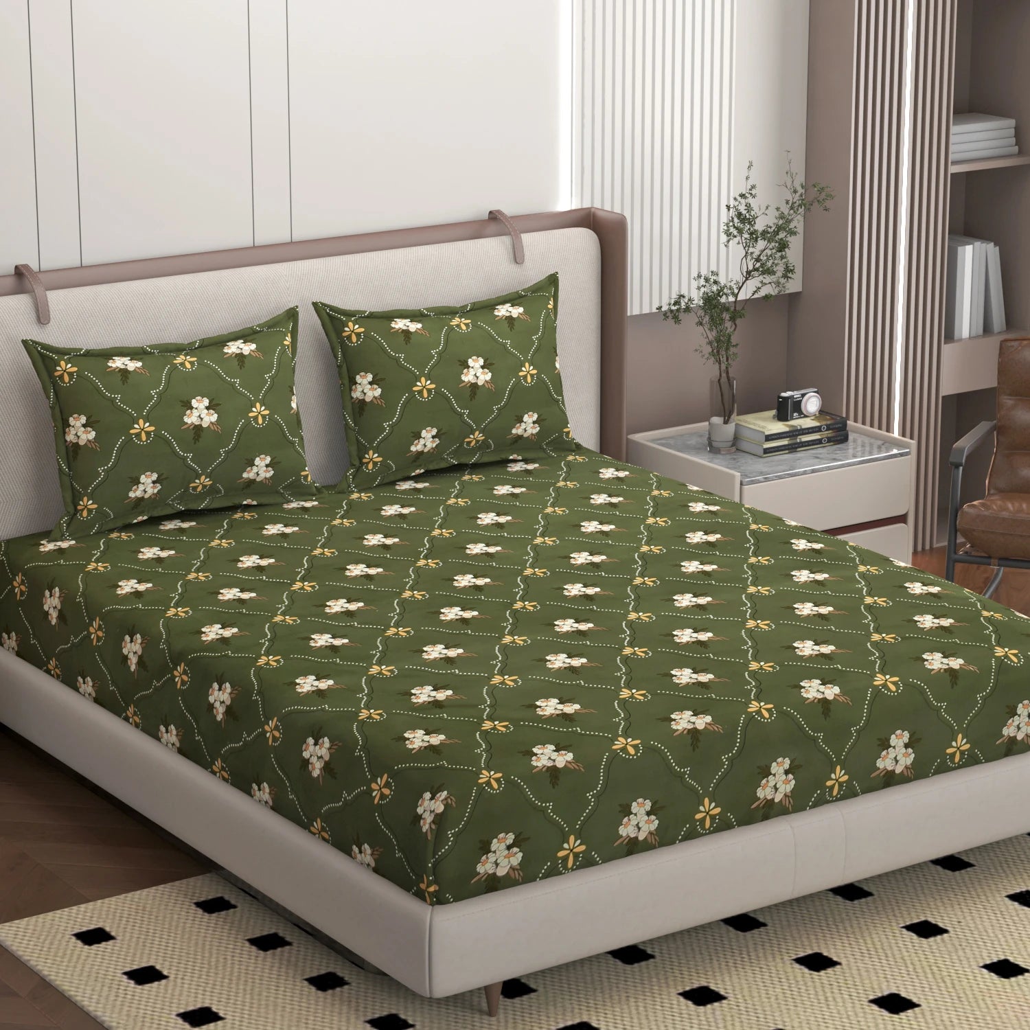 Akasa Olive - King - Fitted Bedsheet (78×72 inches)