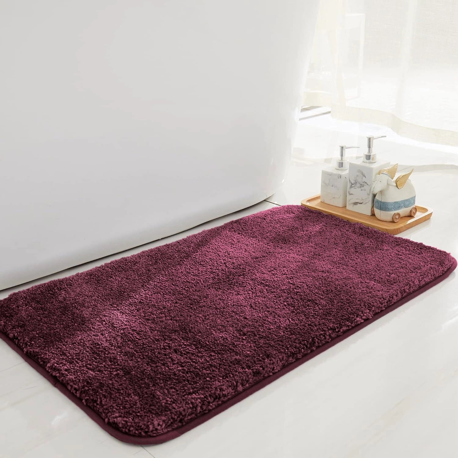 Aura Maroon - Anti-Slip Microfibre Doormat (40x60 cm) - Pack of 1