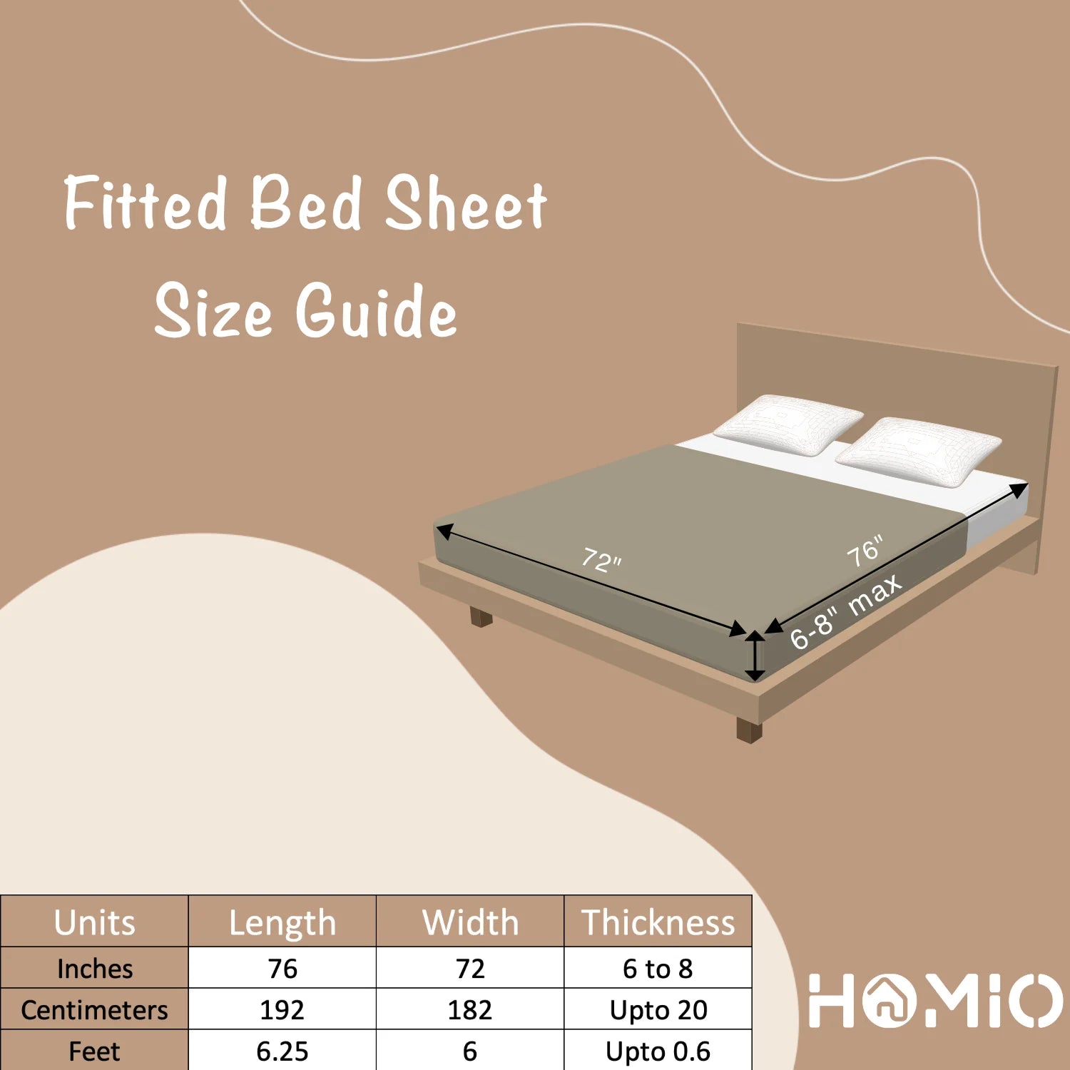 Amora - Queen/Double - Fitted Bedsheet (76×72 inches)