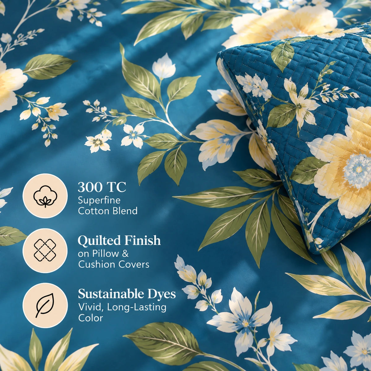 Bianca - 5 Pieces - Quilted Bedding Set (90 x 90 inches)
