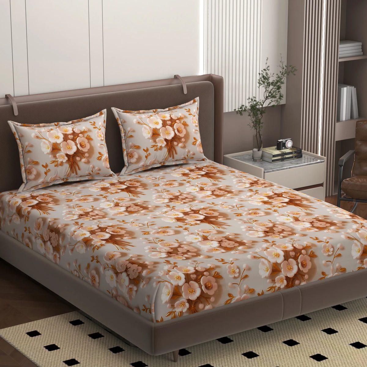 Blossom - King - 7D Design Fitted Bedsheet (78×72 inches)