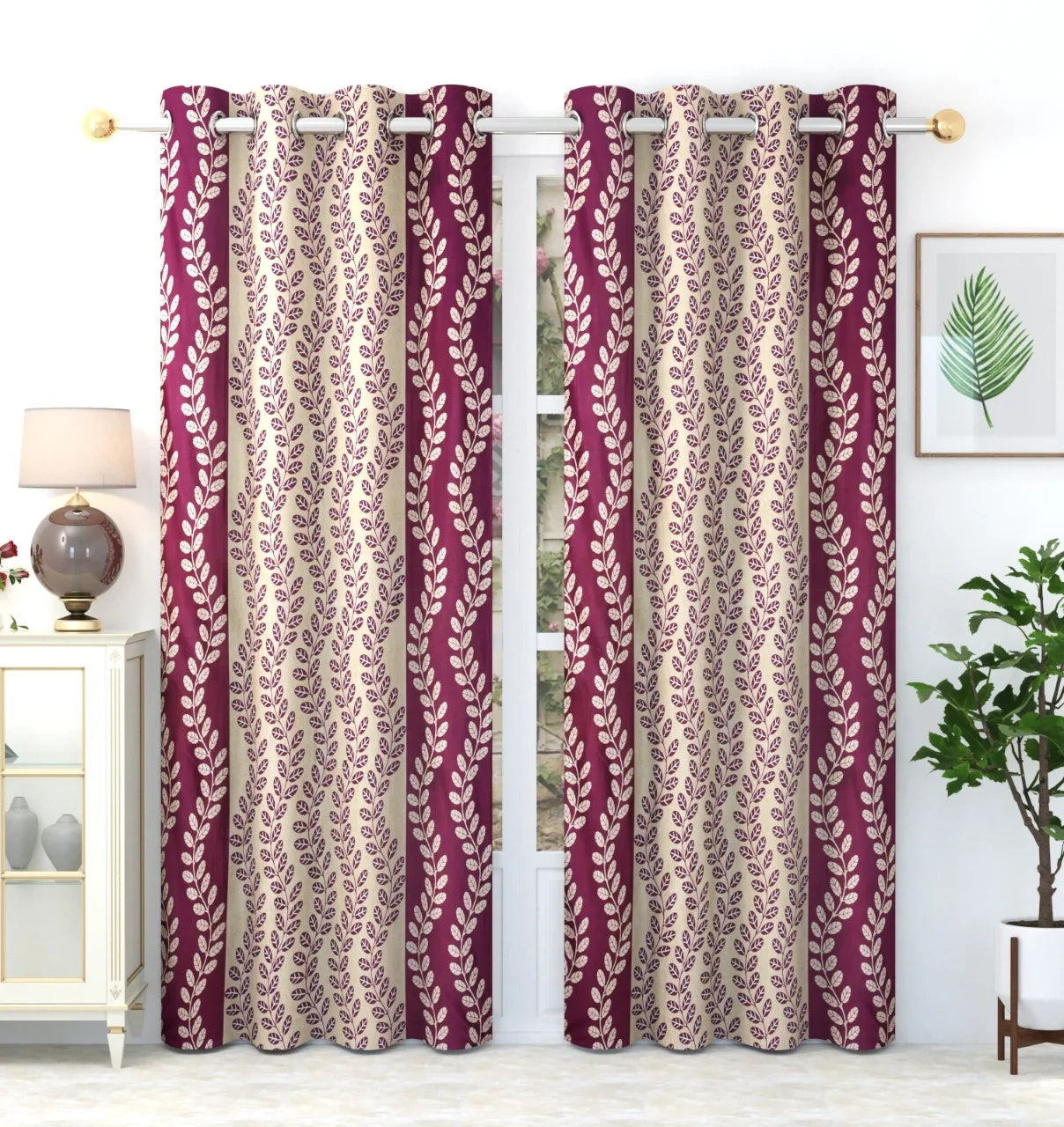 Boston - Maroon Curtains (Set of 2)