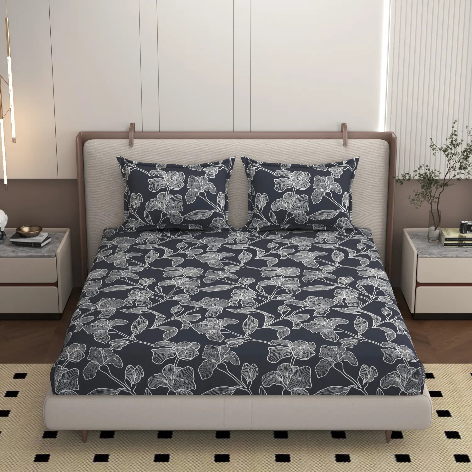 Camelia Midnight - King - Fitted Bedsheet (78×72 inches)