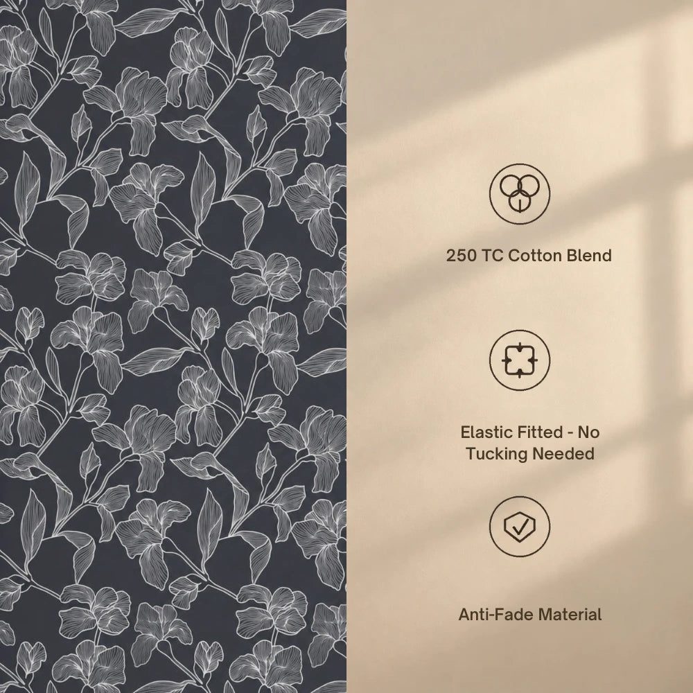 Camelia Midnight - King - Fitted Bedsheet (78×72 inches)