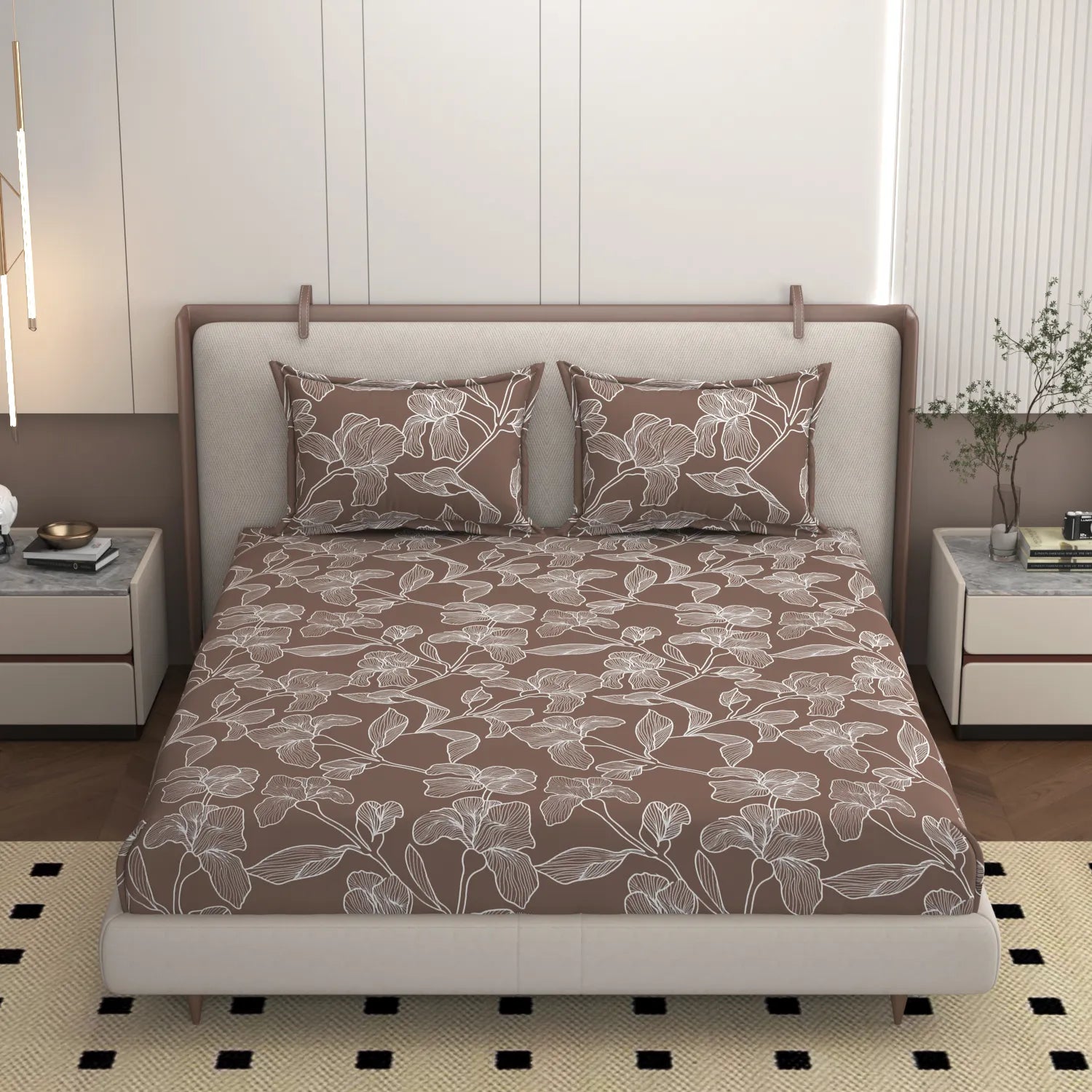 Camelia Mocha - King - Fitted Bedsheet (78×72 inches)