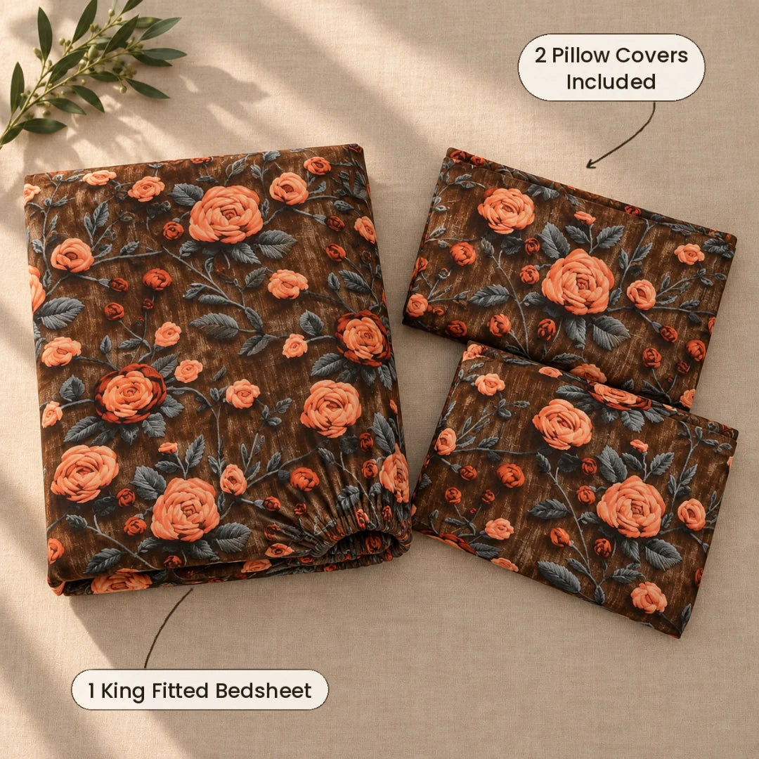 Caramelo - King - 7D Design Fitted Bedsheet (78×72 inches)