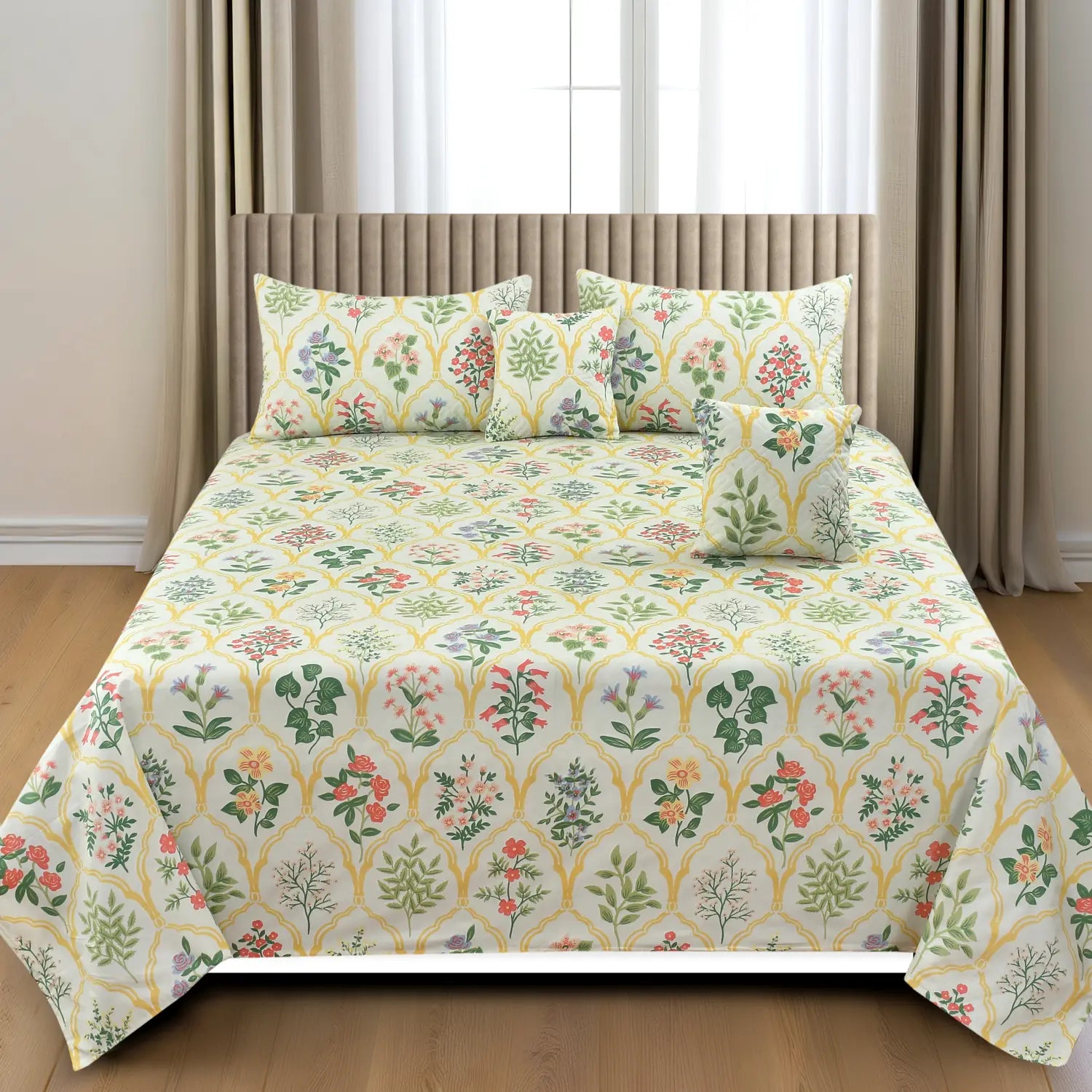 Ceramica - 5 Pieces - Quilted Bedding Set (90 x 90 inches)